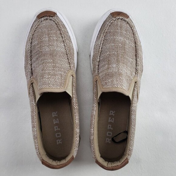 Roper Angel Fire Canvas Shoe Womens 7 Tan Comfort Slip On Casual Western Loafer - Picture 5 of 10